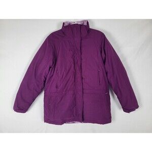 LL Bean Womens Gore Tex Goose Down Coat Medium NO Hood Flaw Purple